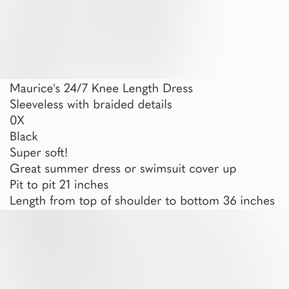 Maurices 24/7 Black Tank Knee Length Dress with Braided Accents sz0X - Picture 8 of 8